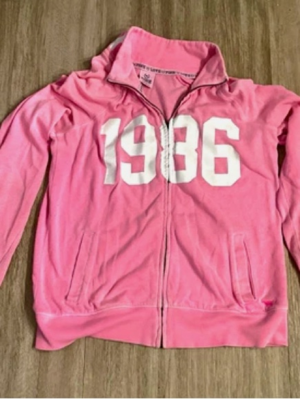 PINK Victoria's Secret Girls' Pink Zip-Up Jacket with 1986 Front Print